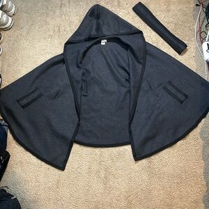 Akemi + Kin Grey and black Elegant Draped Cape Jacket with Hood